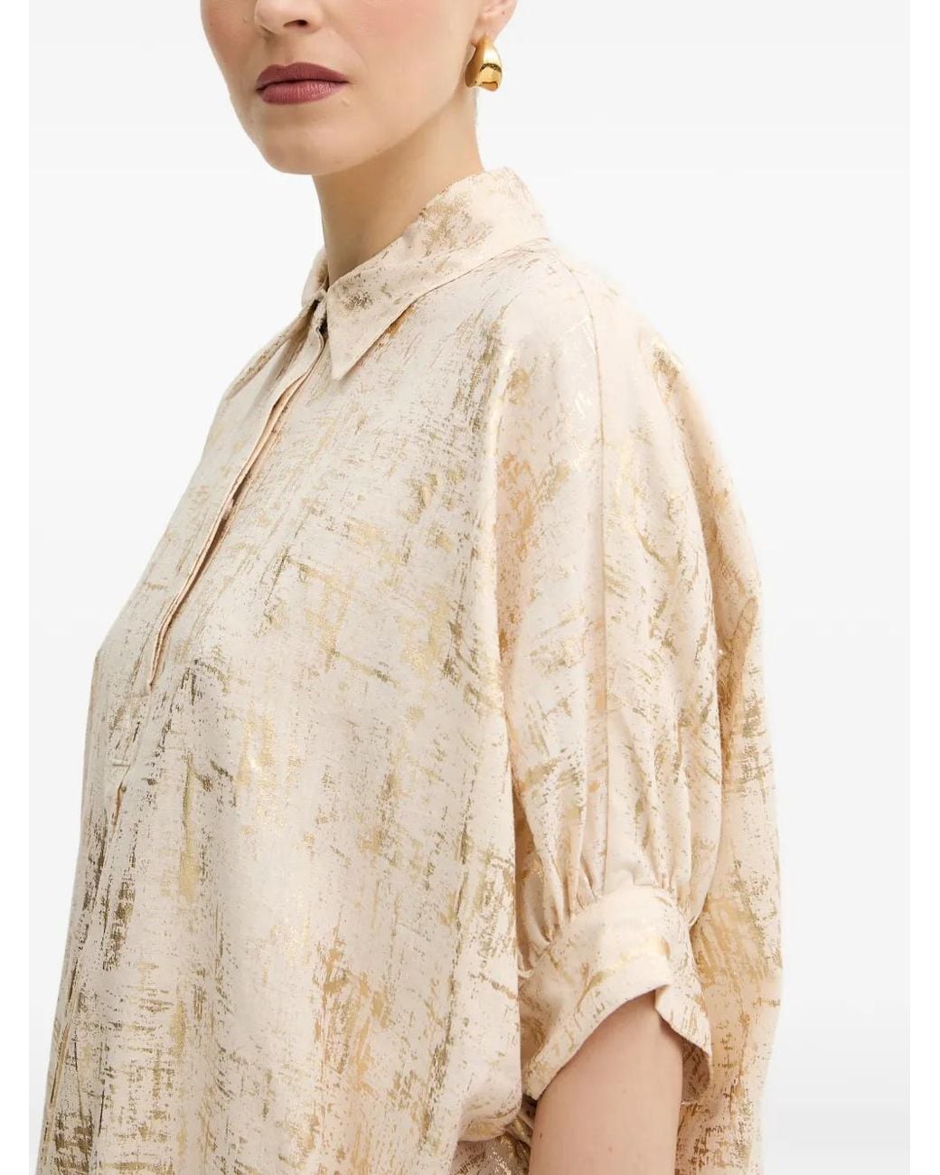 Silvian Heach Natural Silia Luminous-Effect Buttoned Shirt