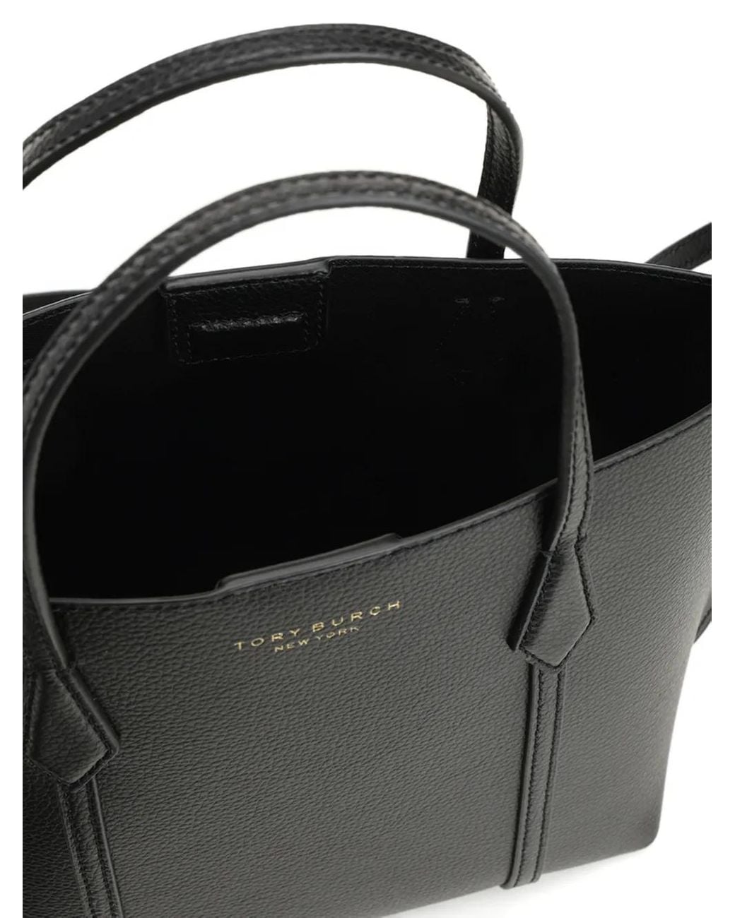 Tory Burch Black Perry Small Grained Leather Tote Bag
