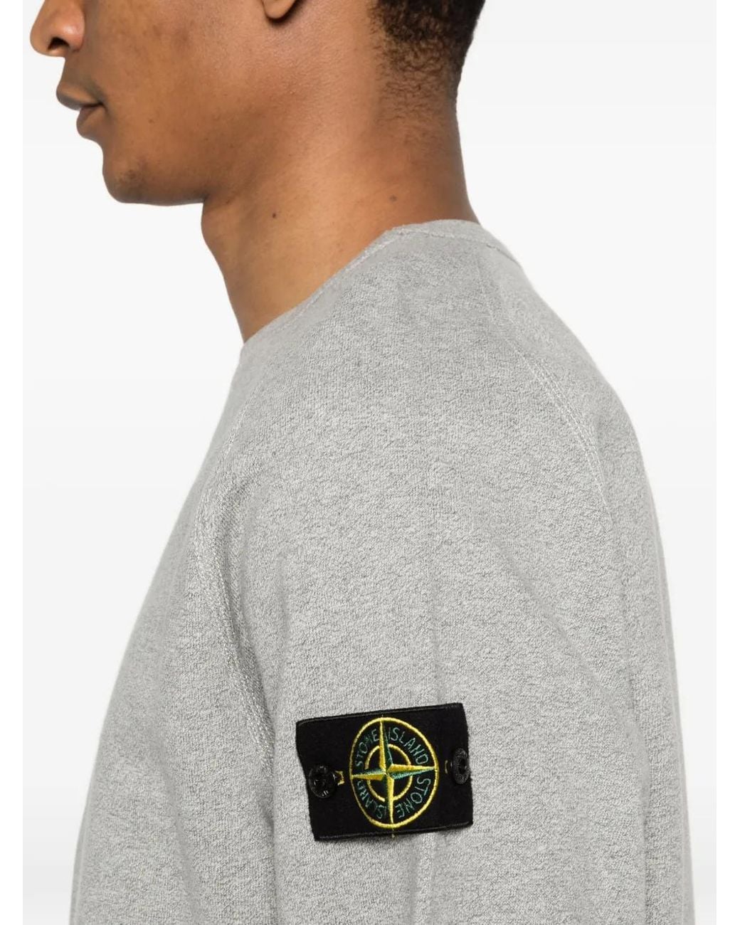 Stone Island Gray 6100022 Melange Fleece Sweatshirt for men