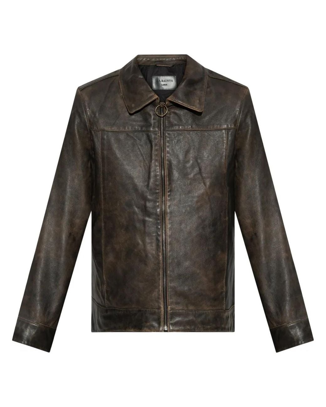 AllSaints Gray Alkan Leather Jacket for men