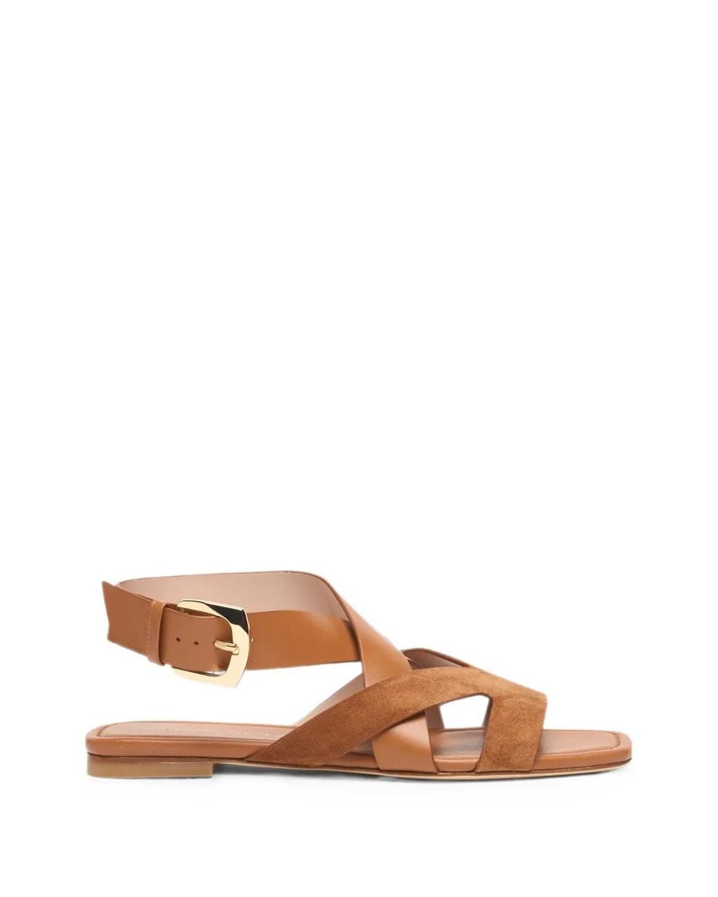Stuart Weitzman Brown Sai Square-Toe Sandals