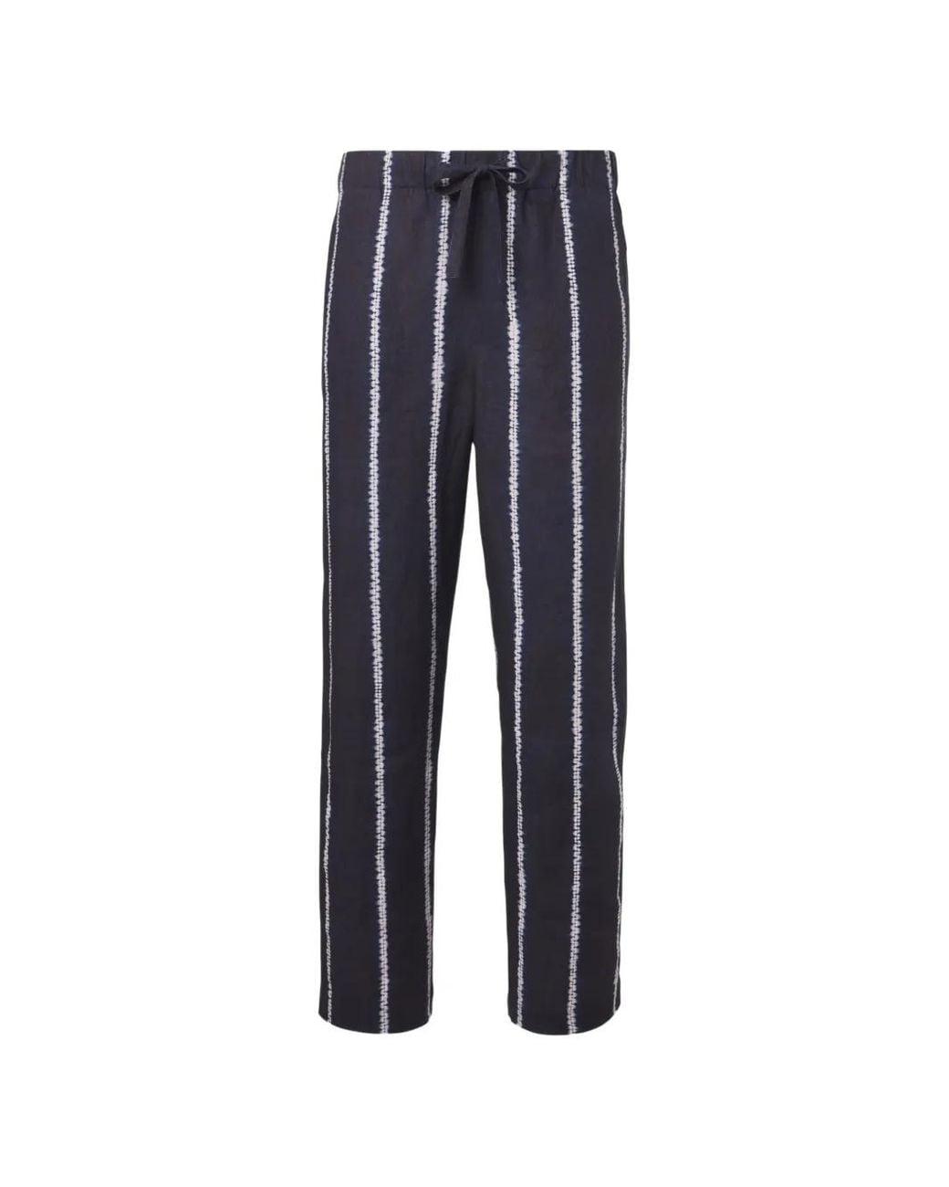 Commas Blue Shibori-Stripe Linen Trousers for men