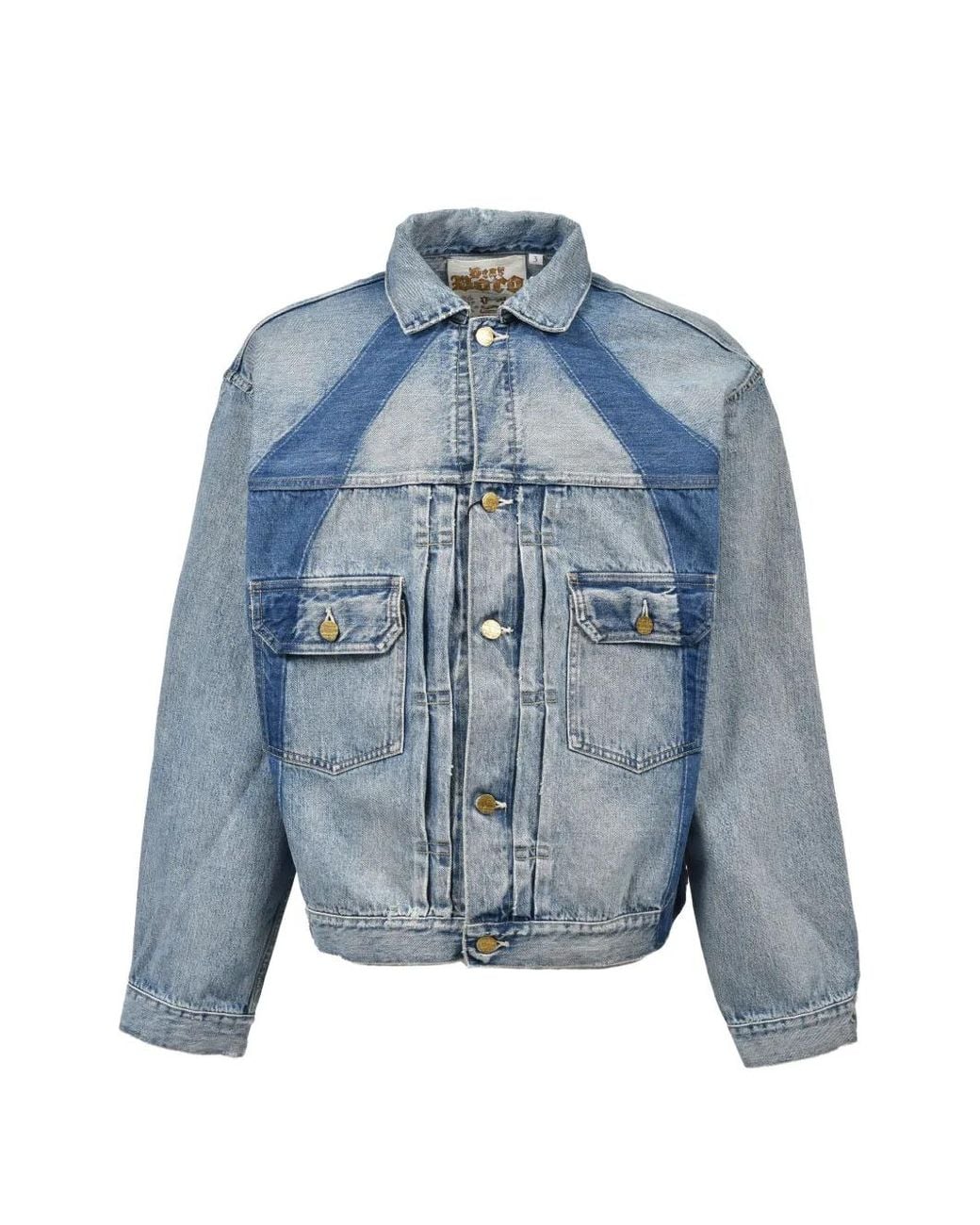 Dear BORO Blue 1985 Faded-Effect Paneled Denim Jacket for men