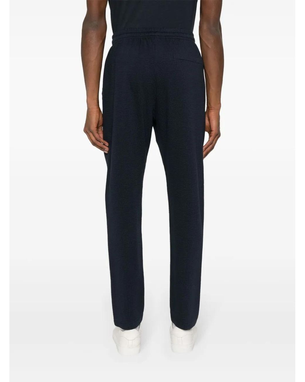 Harris Wharf London Blue Cotton-Blend Seersucker Trousers for men