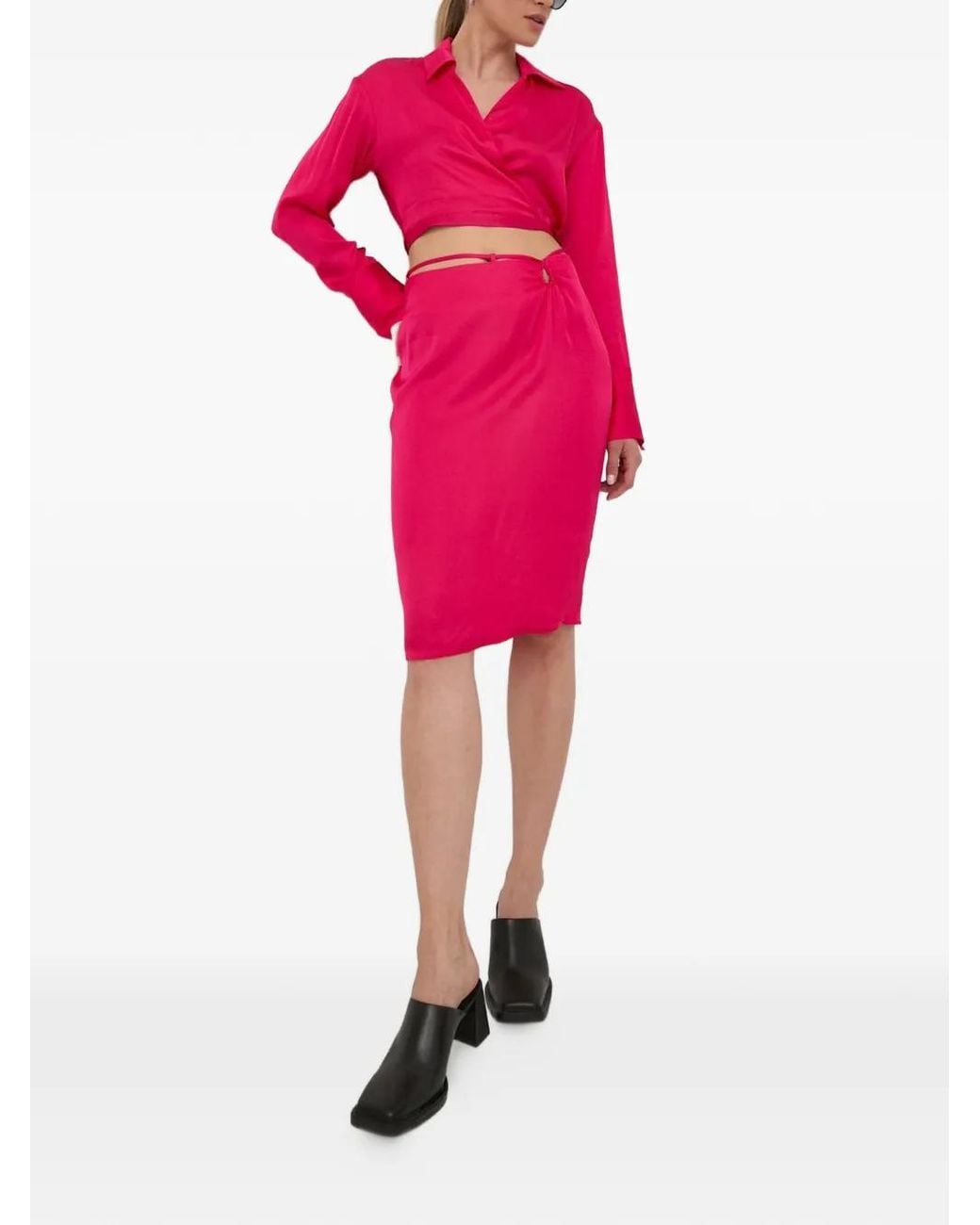 Herskind Pink Wrap Tie-Waist Blouse