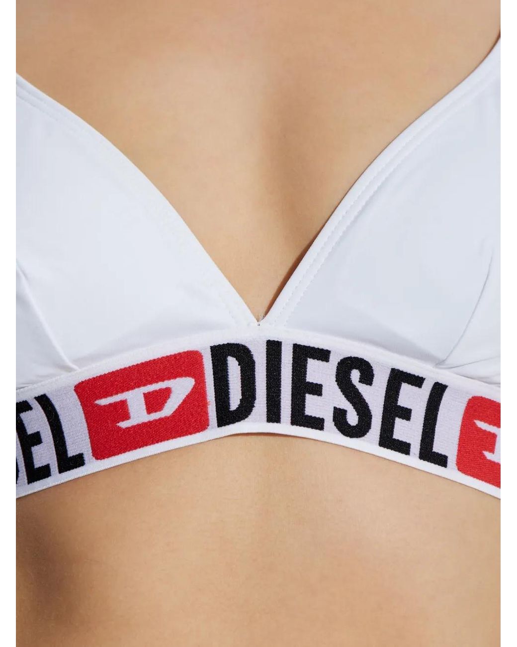 DIESEL White Logo-Print Bra