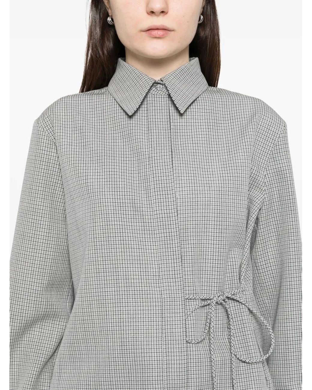 Jil Sander Geruite Wollen Blouse in het Gray