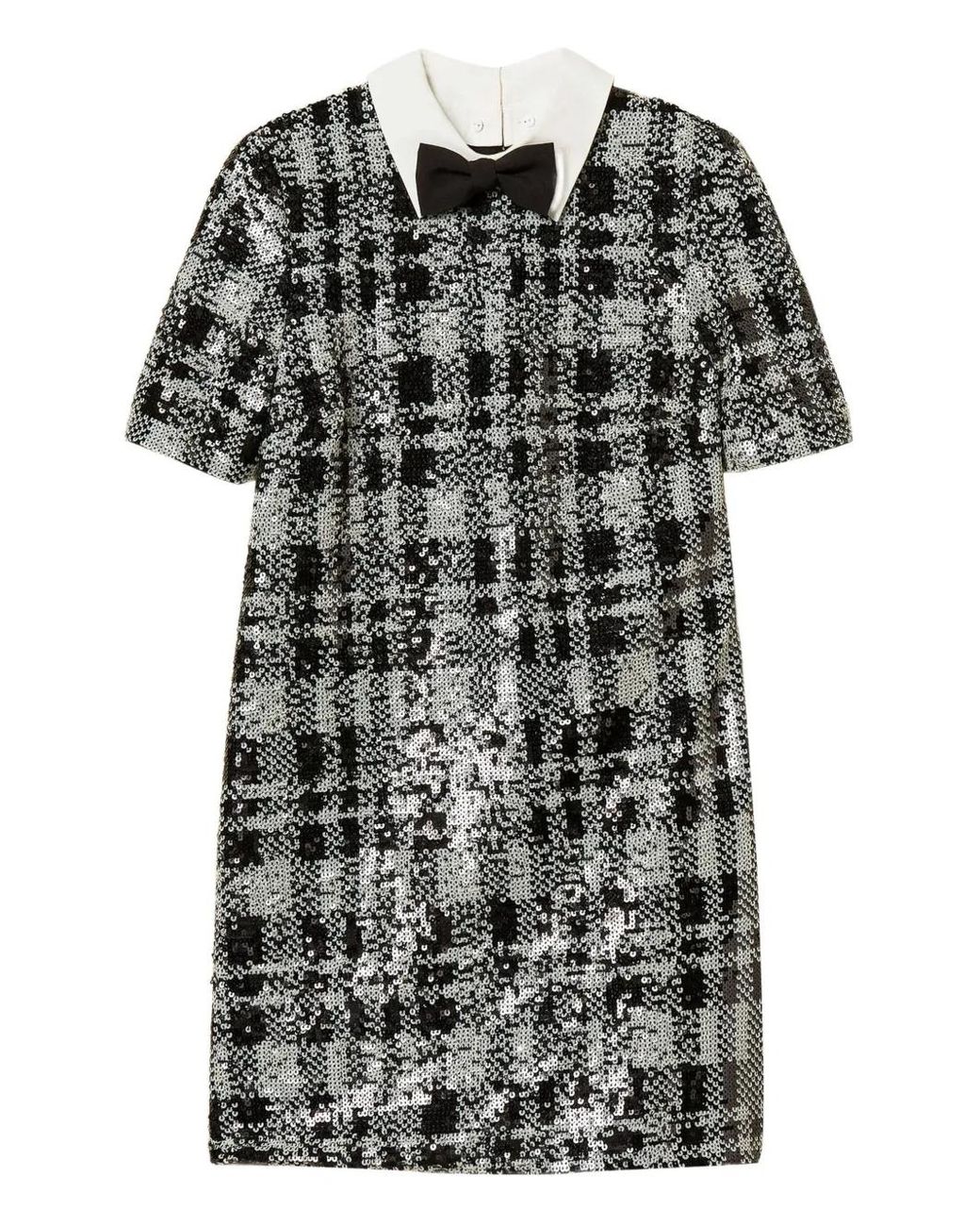 Twinset Black Sequin Check Pattern Mini Dress
