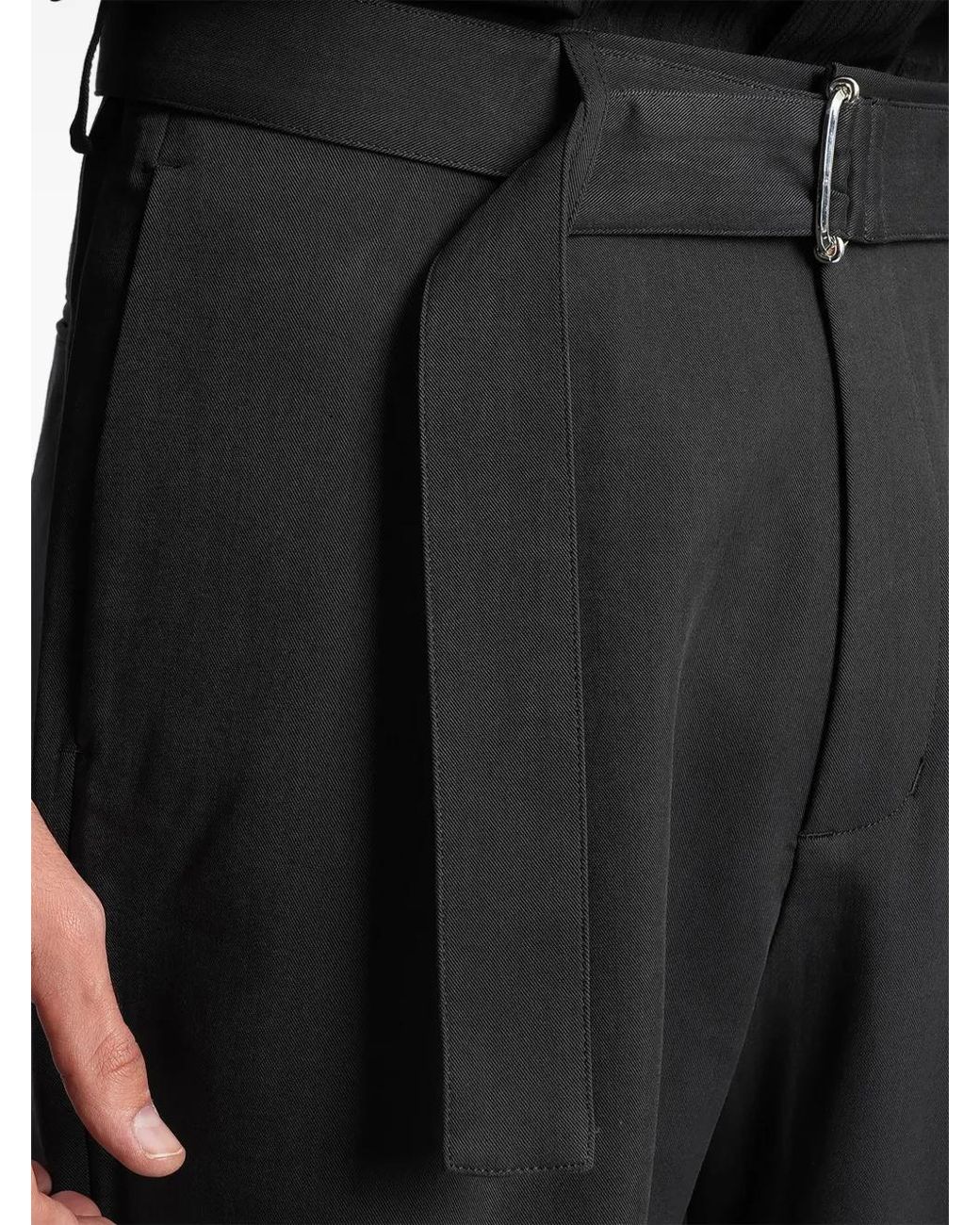Attachment Black Belted Pleated Trousers for men