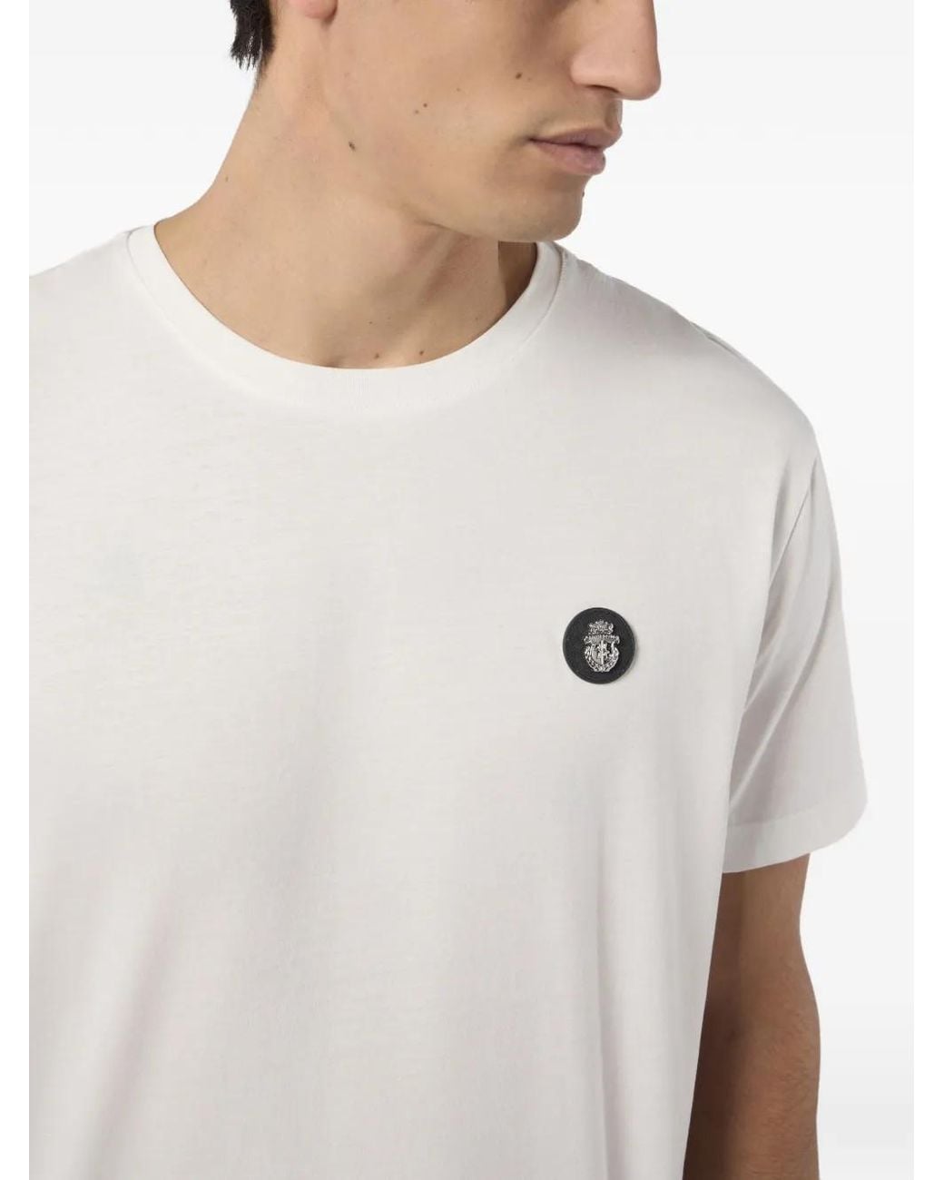 Billionaire White Logo-Patch Crew-Neck T-Shirt for men