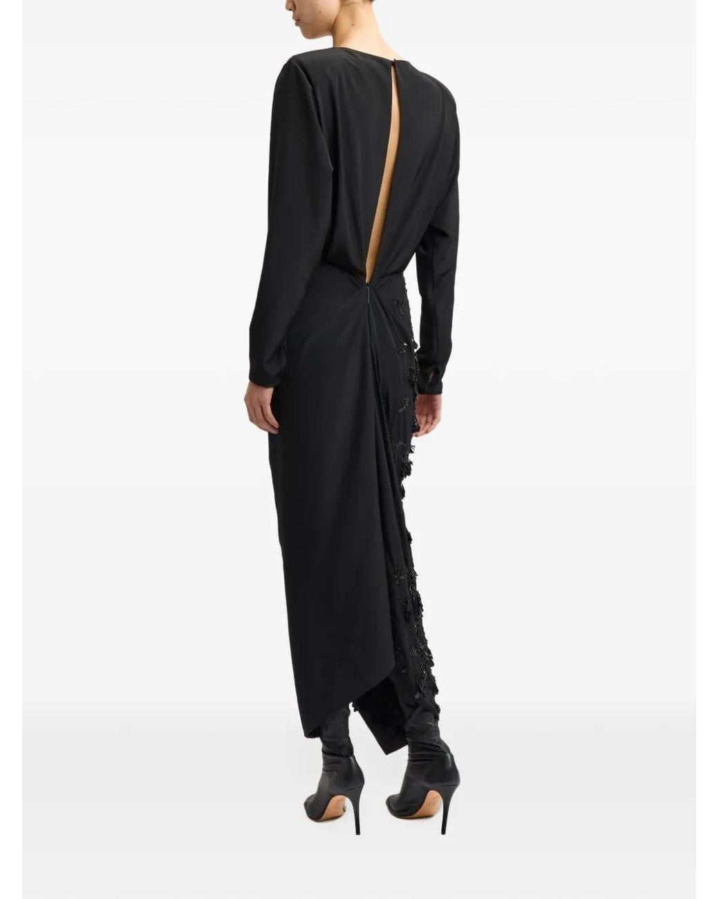 16Arlington Black Idina Embroidered Midi Dress
