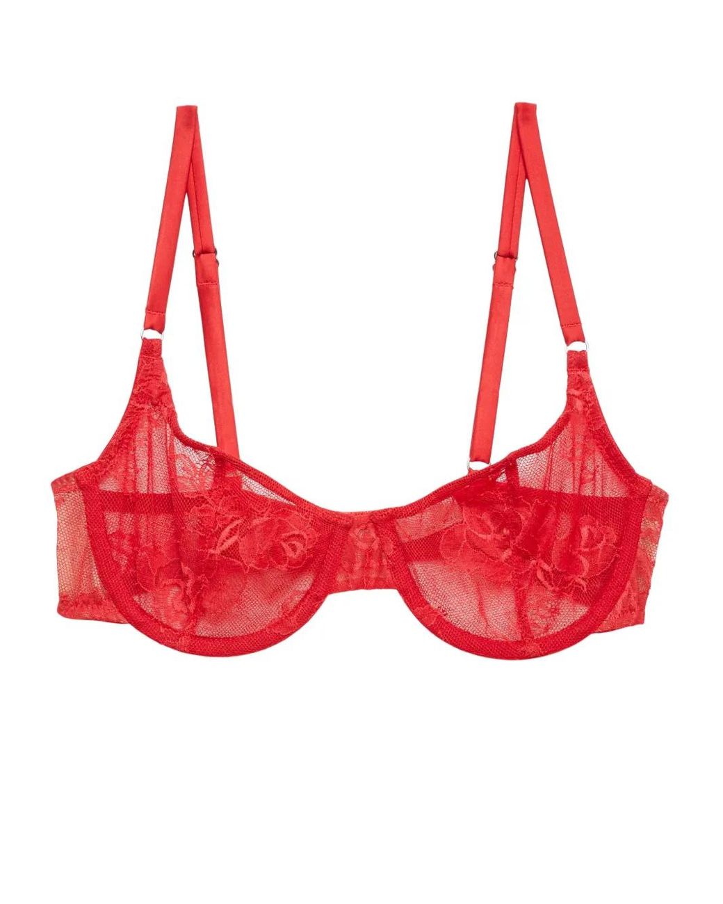 Fleur du Mal Bouquet Lace Scooped Balconette Bra in Red | Lyst