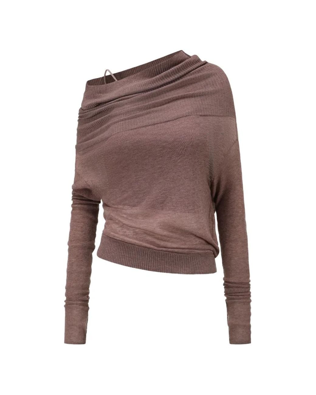 Oude Waag Brown Asymmetric Knit Top