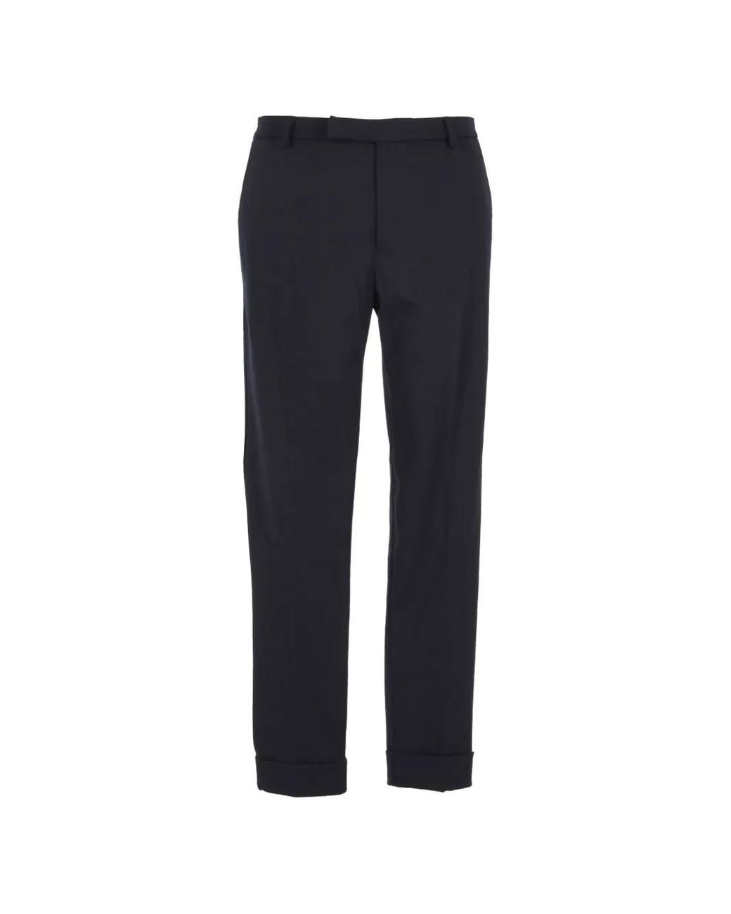 Hōsio Blue Straight-Leg Turn-Up Trousers for men
