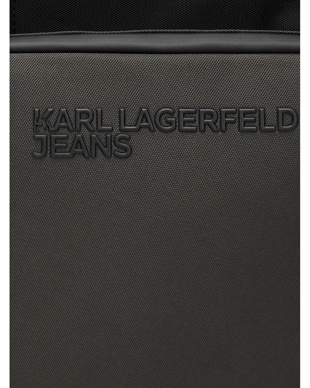 Karl Lagerfeld Black Logo-Embossed Backpack for men