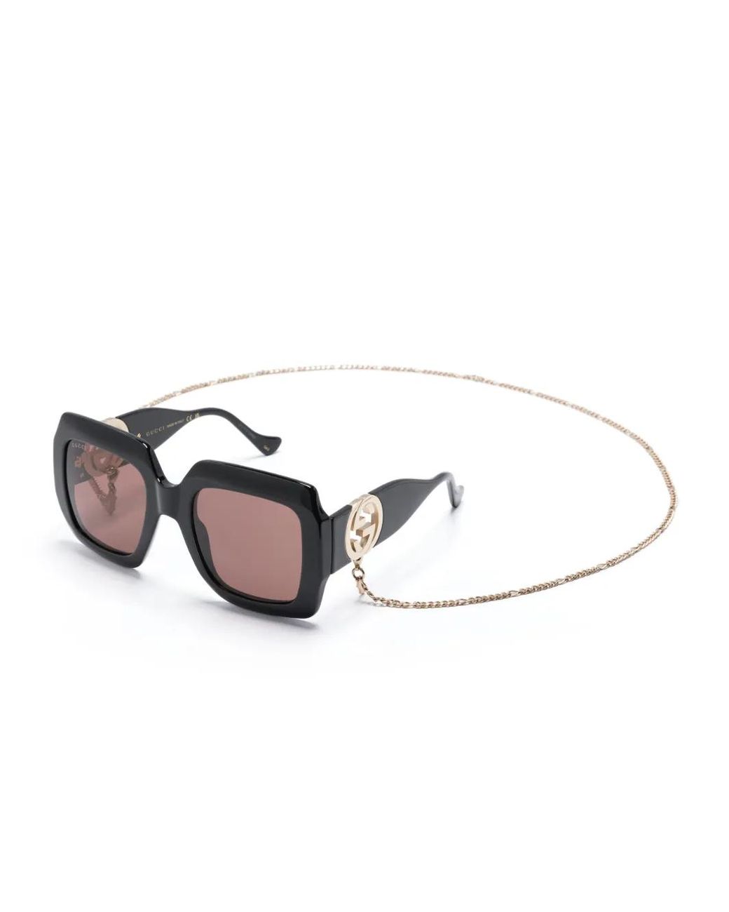 Gucci Black Interlocking G Square-Frame Sunglasses