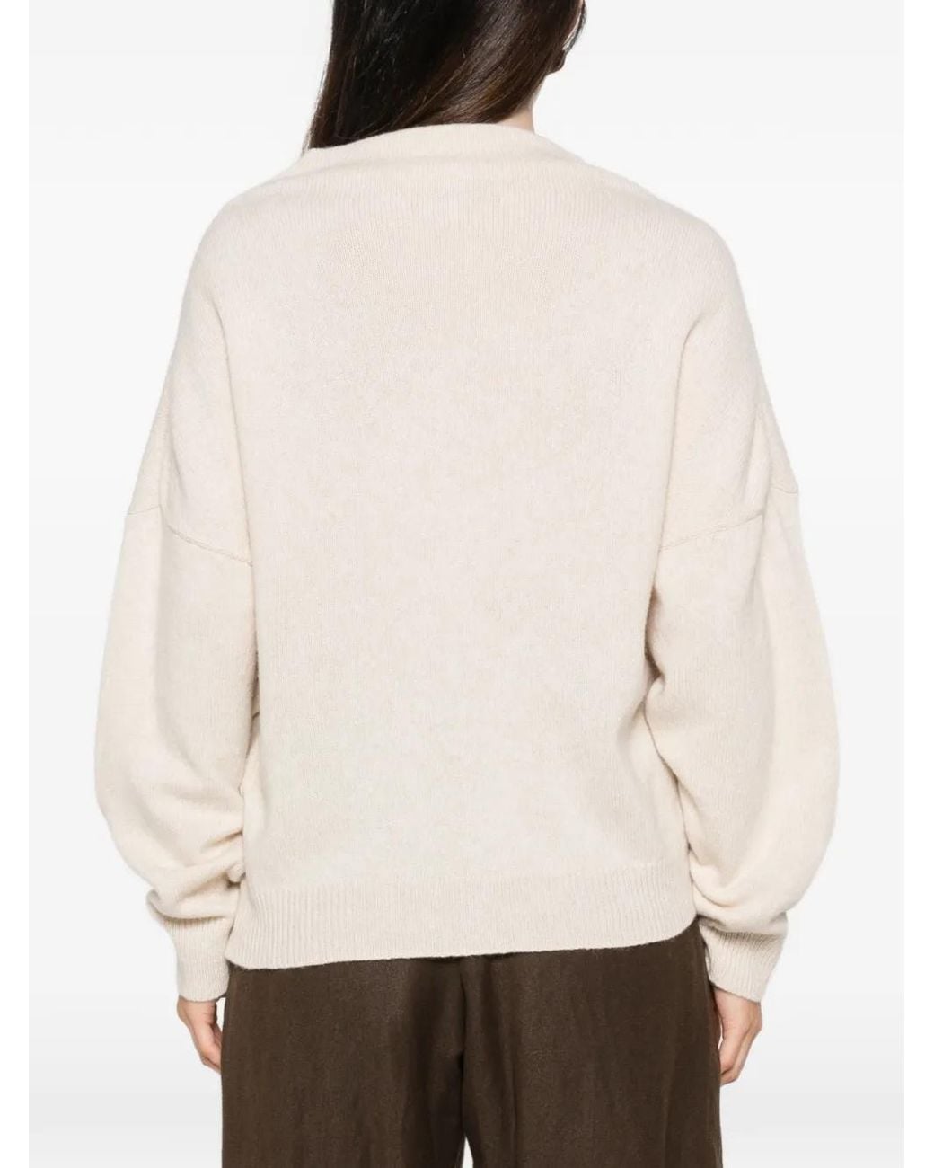 Liviana Conti Natural Button-Up Drop-Shoulder Cardigan