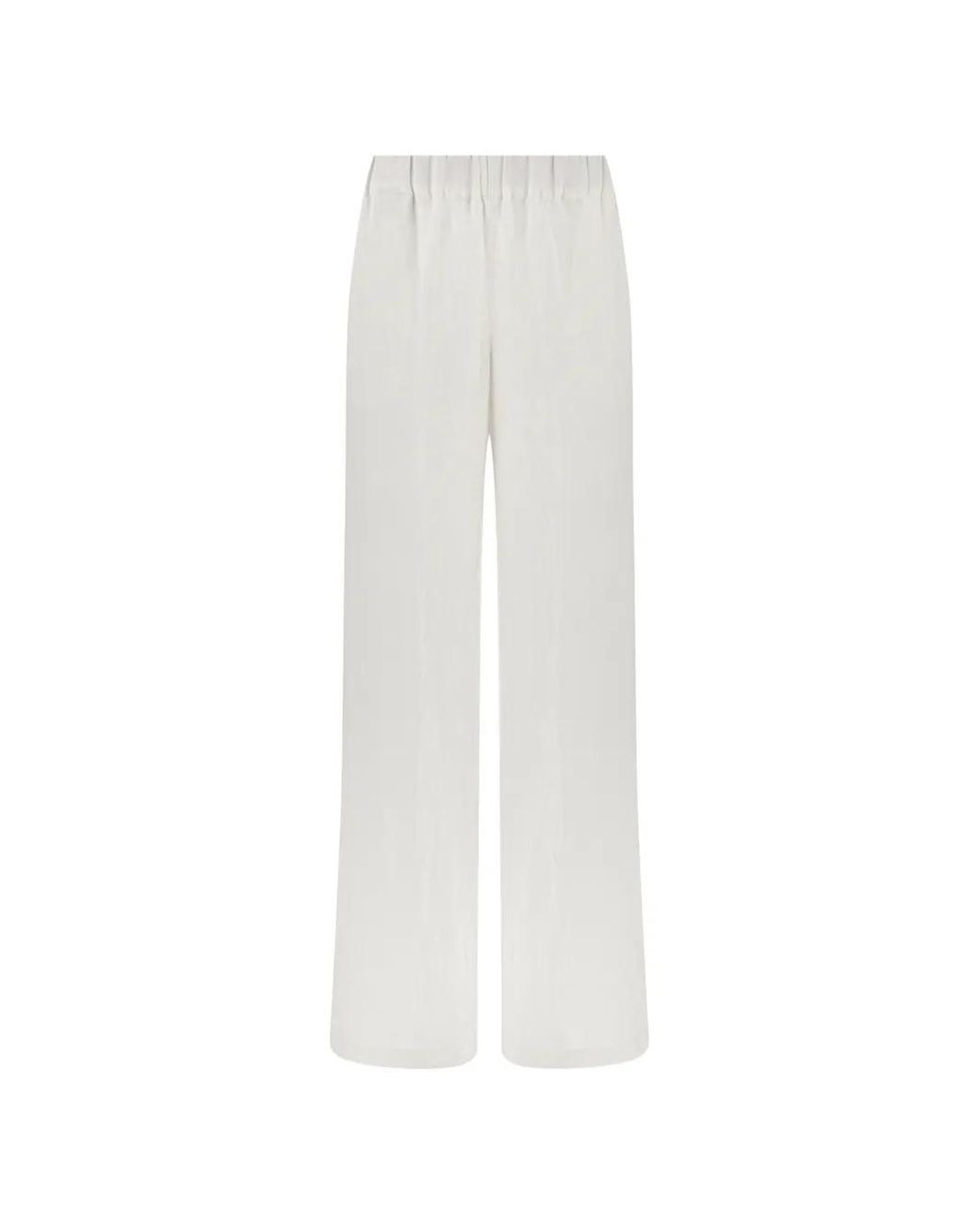 Paul & Shark White Elasticated-Waistband Linen Palazzo Pants