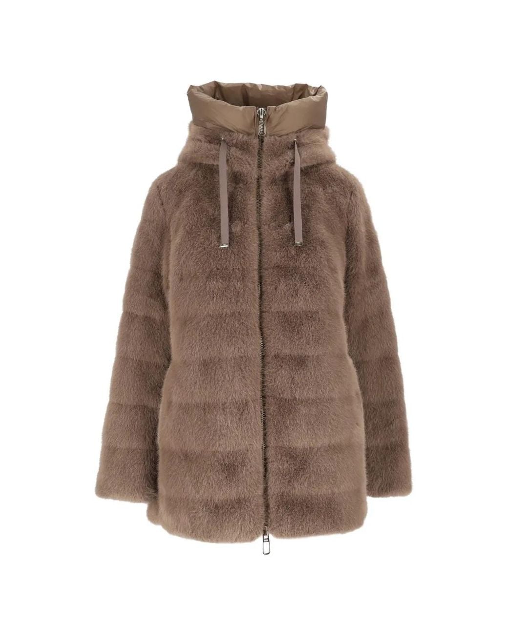 DUNO Brown Manteau En Fourrure Artificielle À Capuche