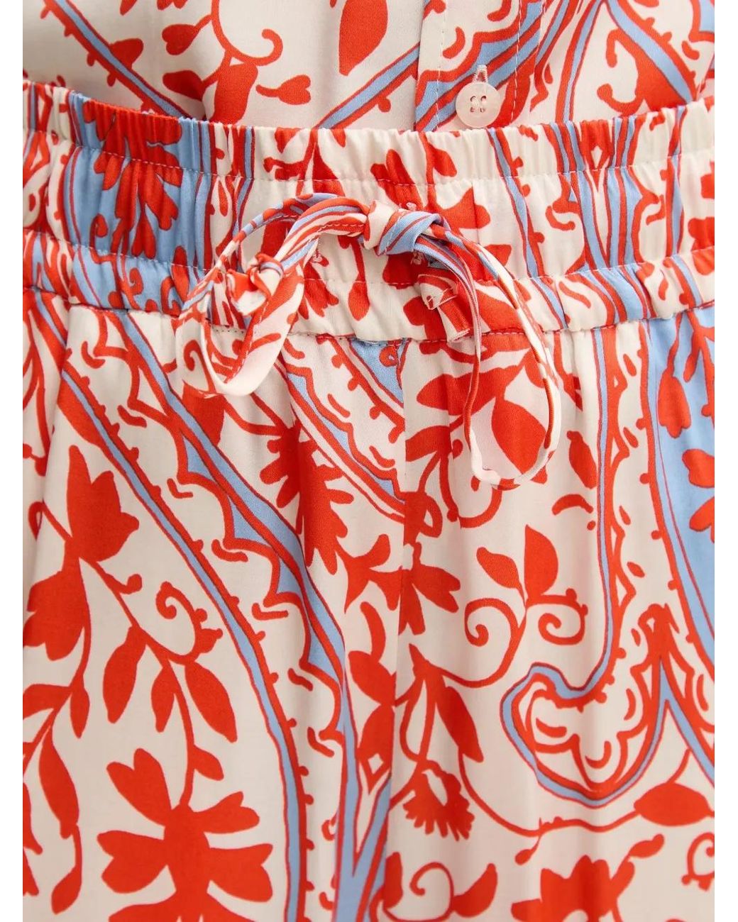 MARC AUREL Red Floral Print Drawstring Trousers