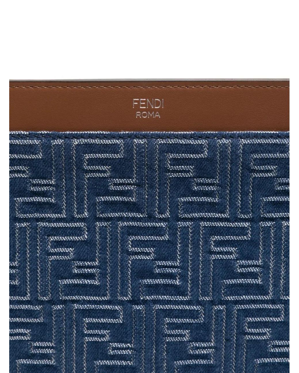 Fendi Blue Pouch Piatta Medium Ff for men