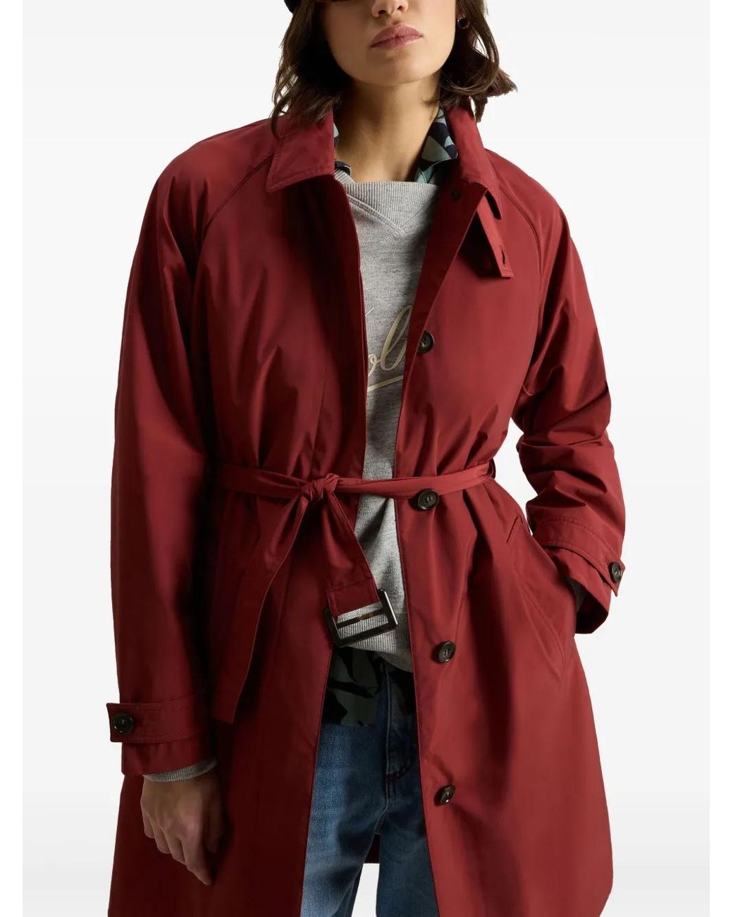 Woolrich Red Summer Trench Coat