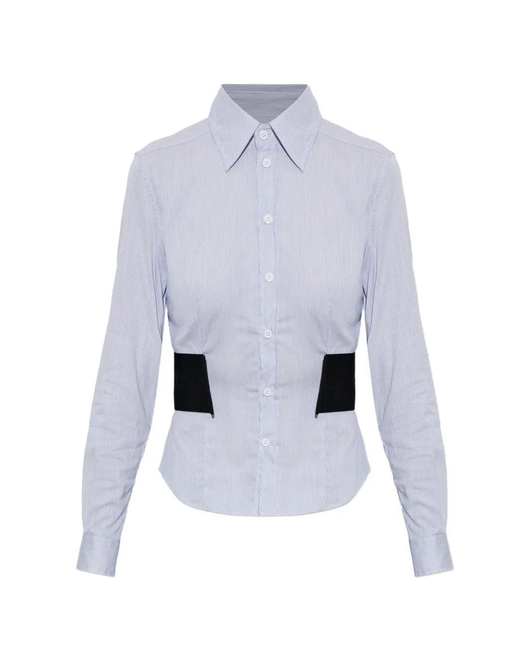 Vetements White Striped Waist-Belt Shirt