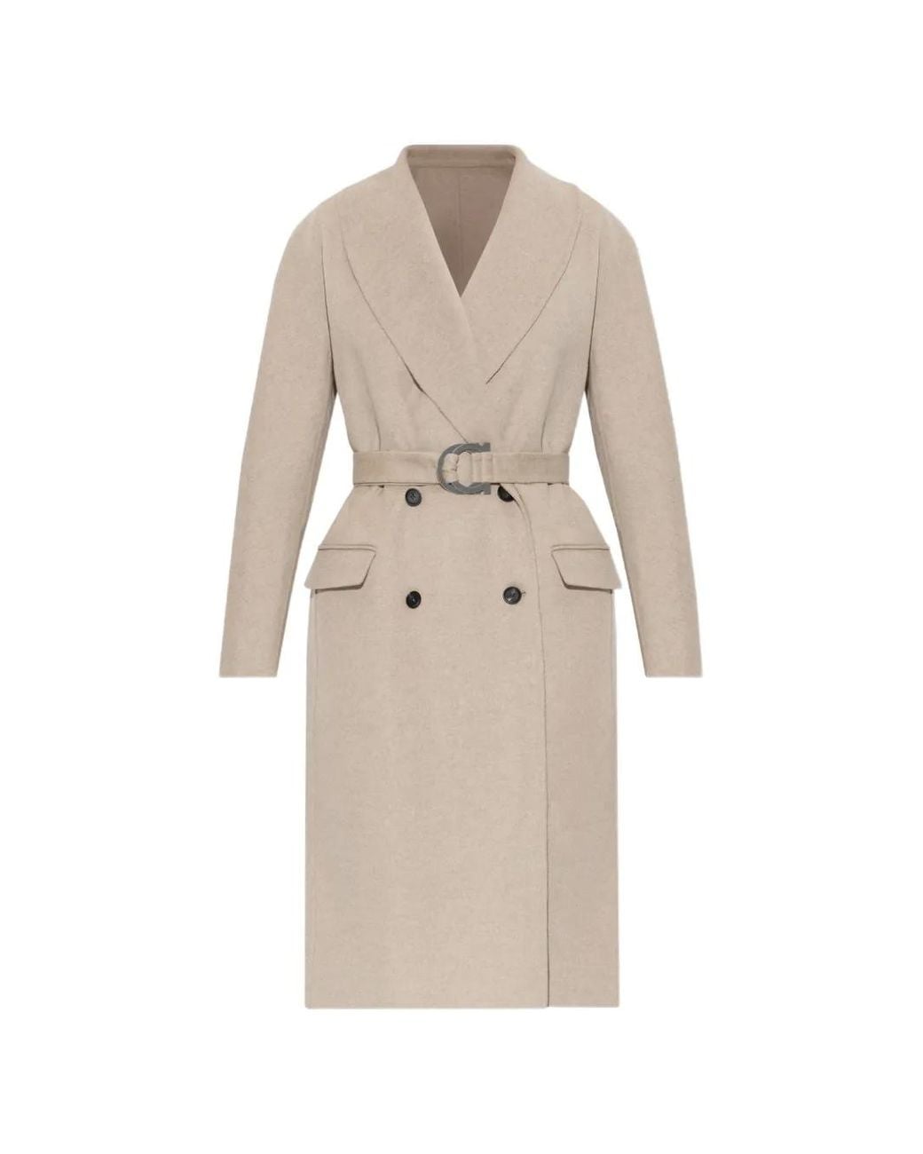 Ferragamo Natural Double-Breasted Coat