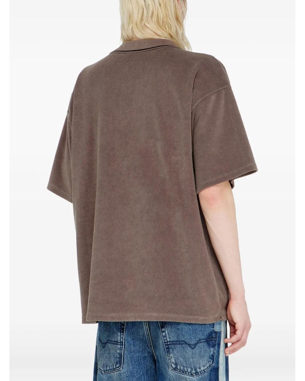 DIESEL Brown Polo À Patch Logo for men