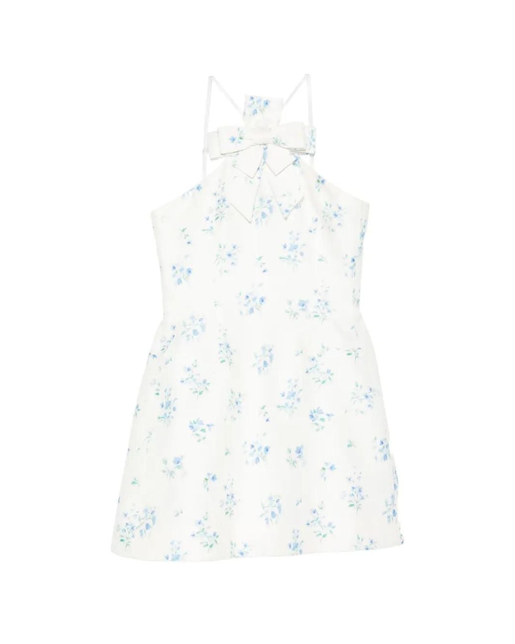 ShuShu/Tong White Floral-Print Bow-Detail Mini Dress