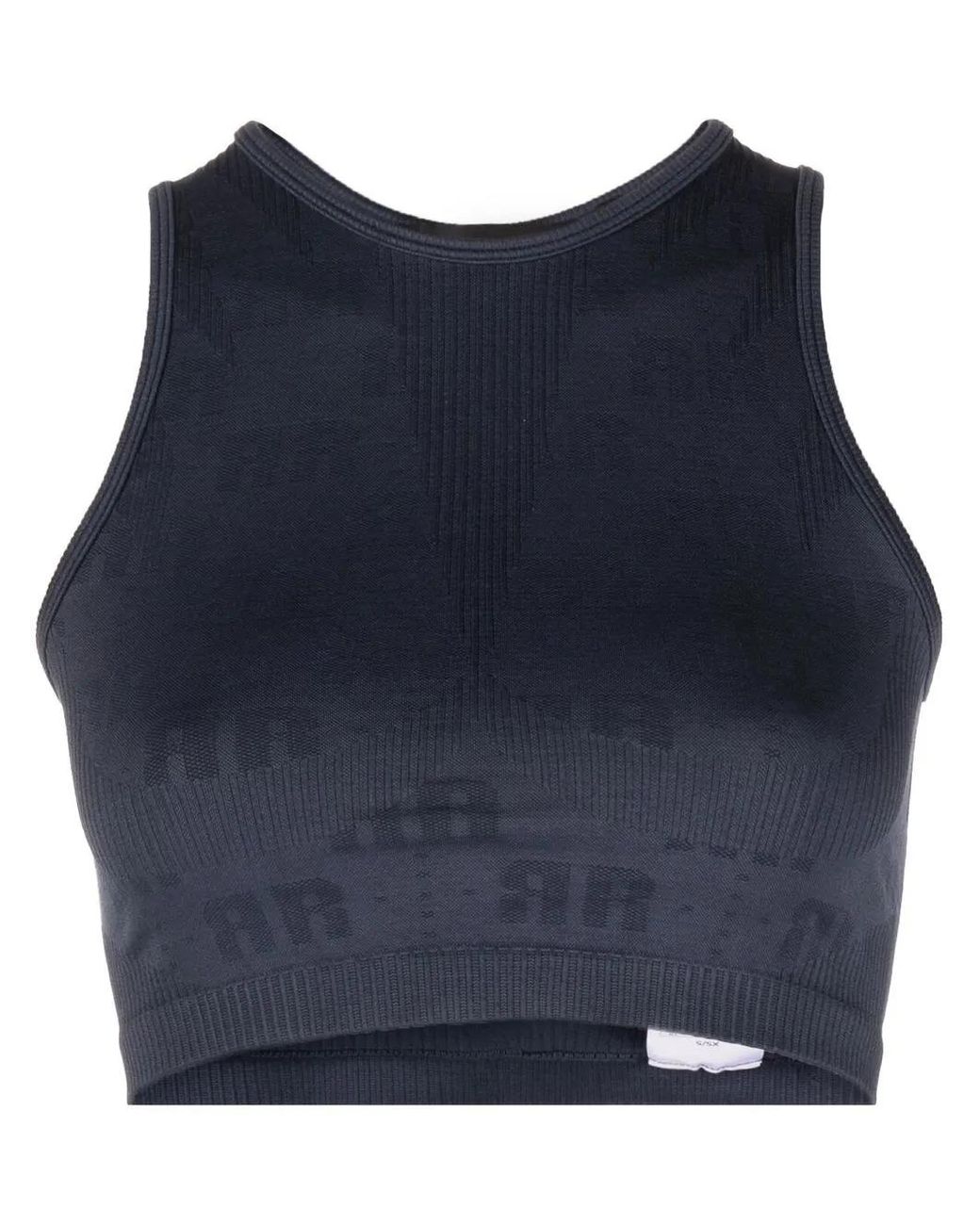 ROTATE BIRGER CHRISTENSEN Blue Cropped Fit Top With Logo Polyamide (Recycled) Tops