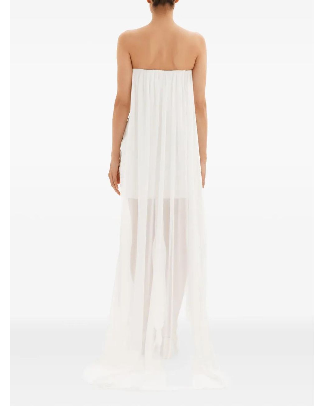 POST MERIDIEM White Corset Draped Mini Dress