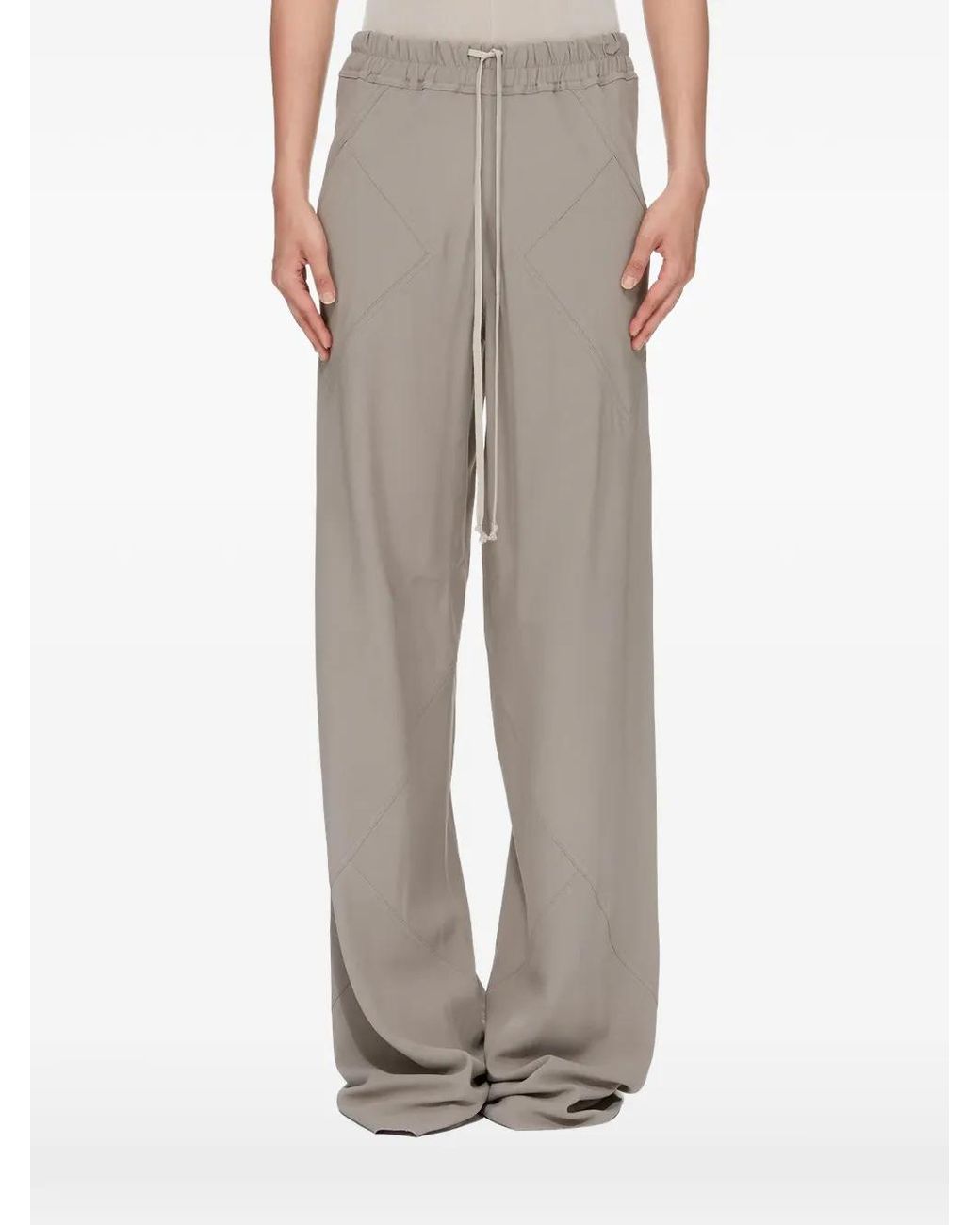 Rick Owens Gray Drawstring Wide-Leg Trousers