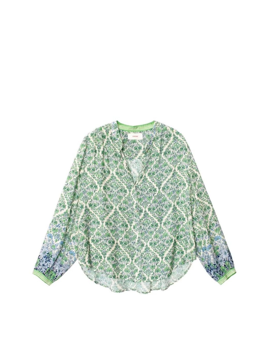 Xirena Green Faye Damask-Print Shirt