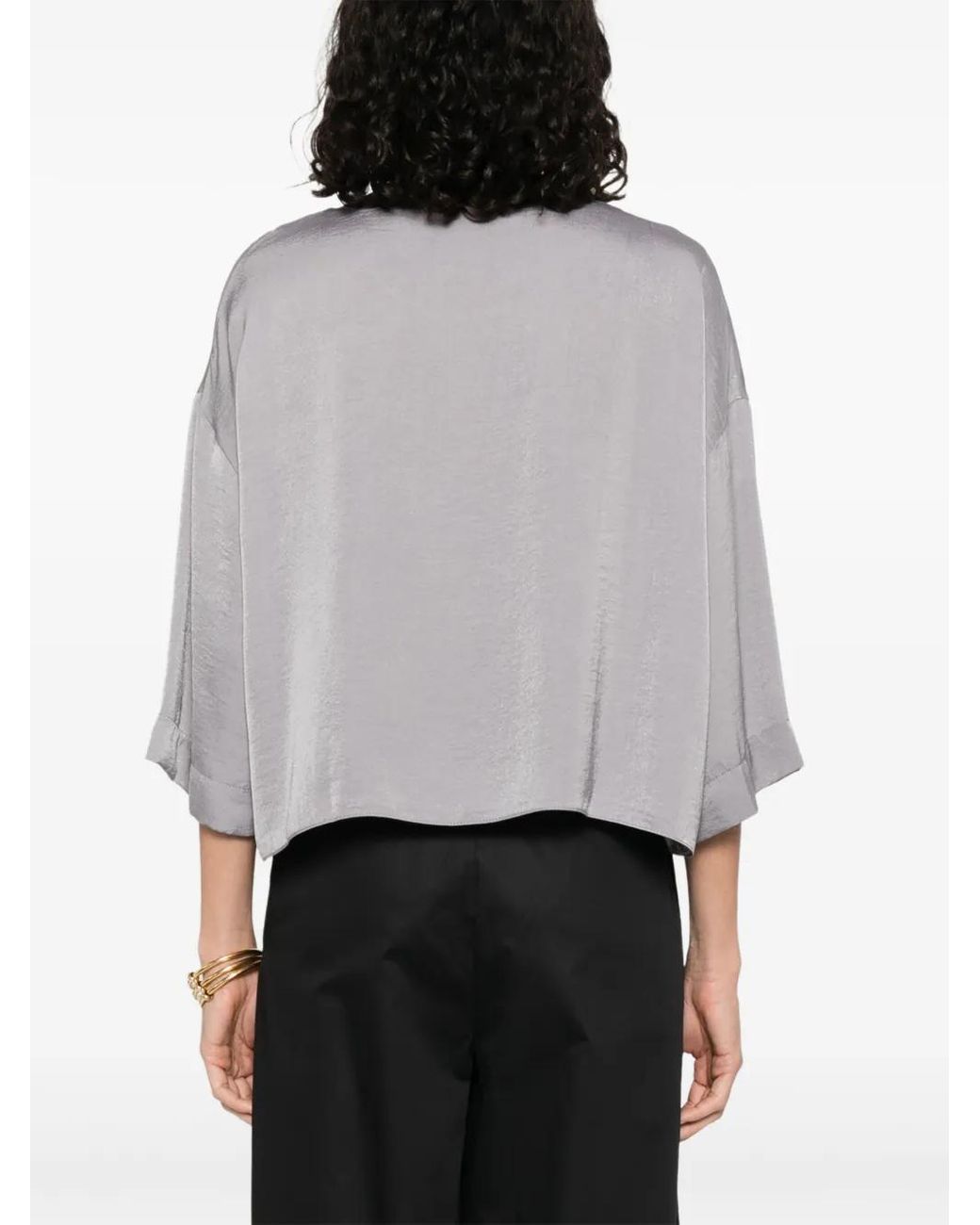 MOUTAKI Gray Satin T-Shirt