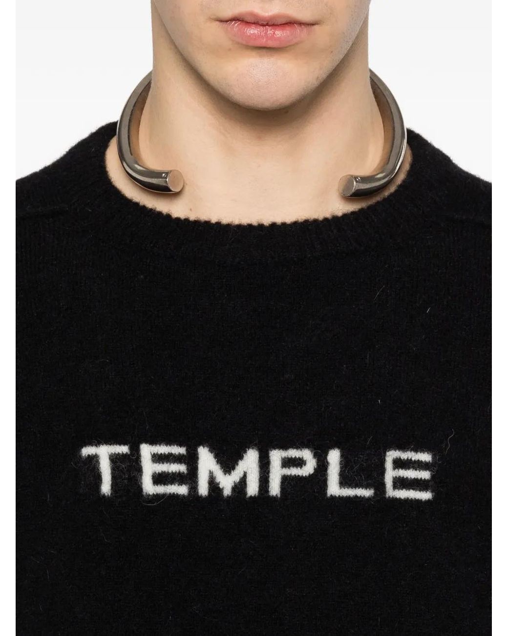 Rick Owens Black Temple Round Neck Sweater for men