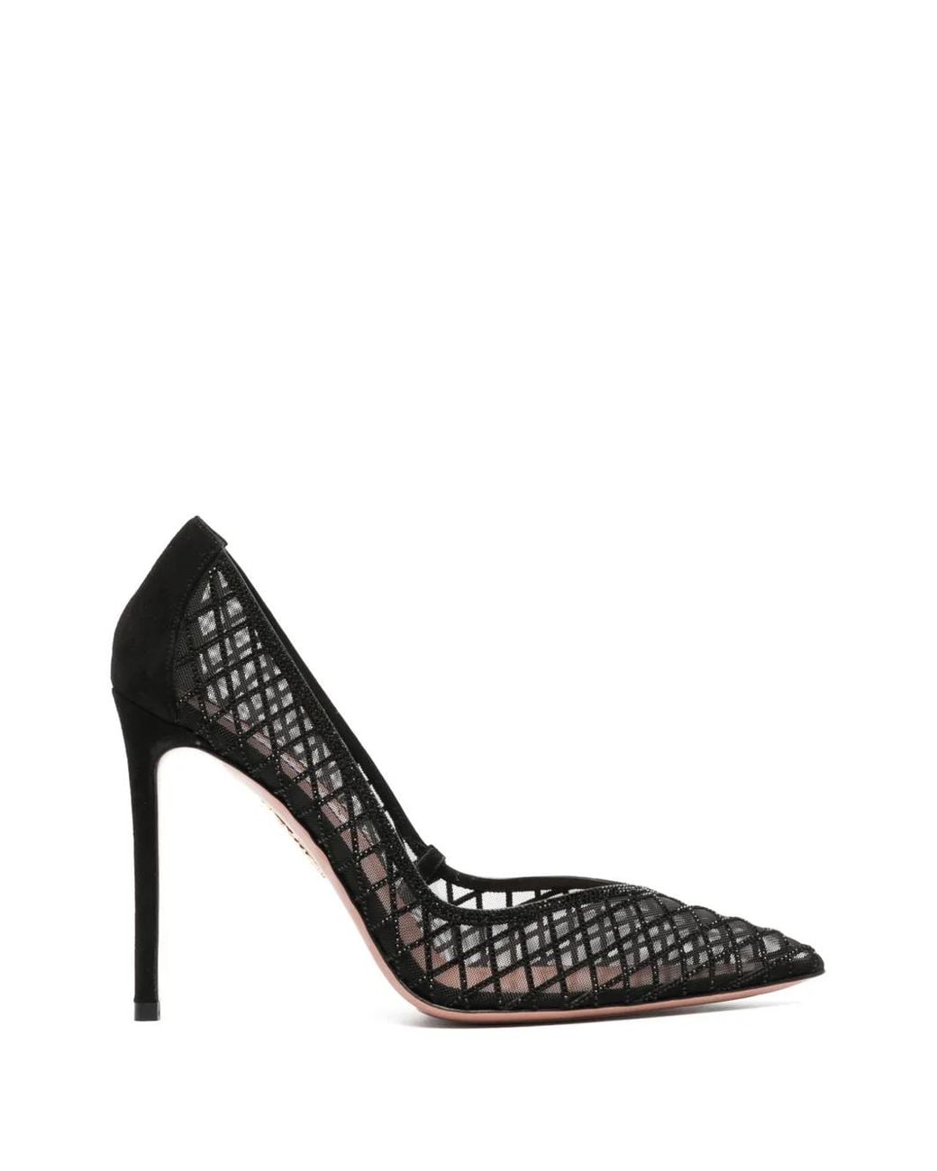 Aquazzura Black Lumiere Crystal-Mesh Pumps