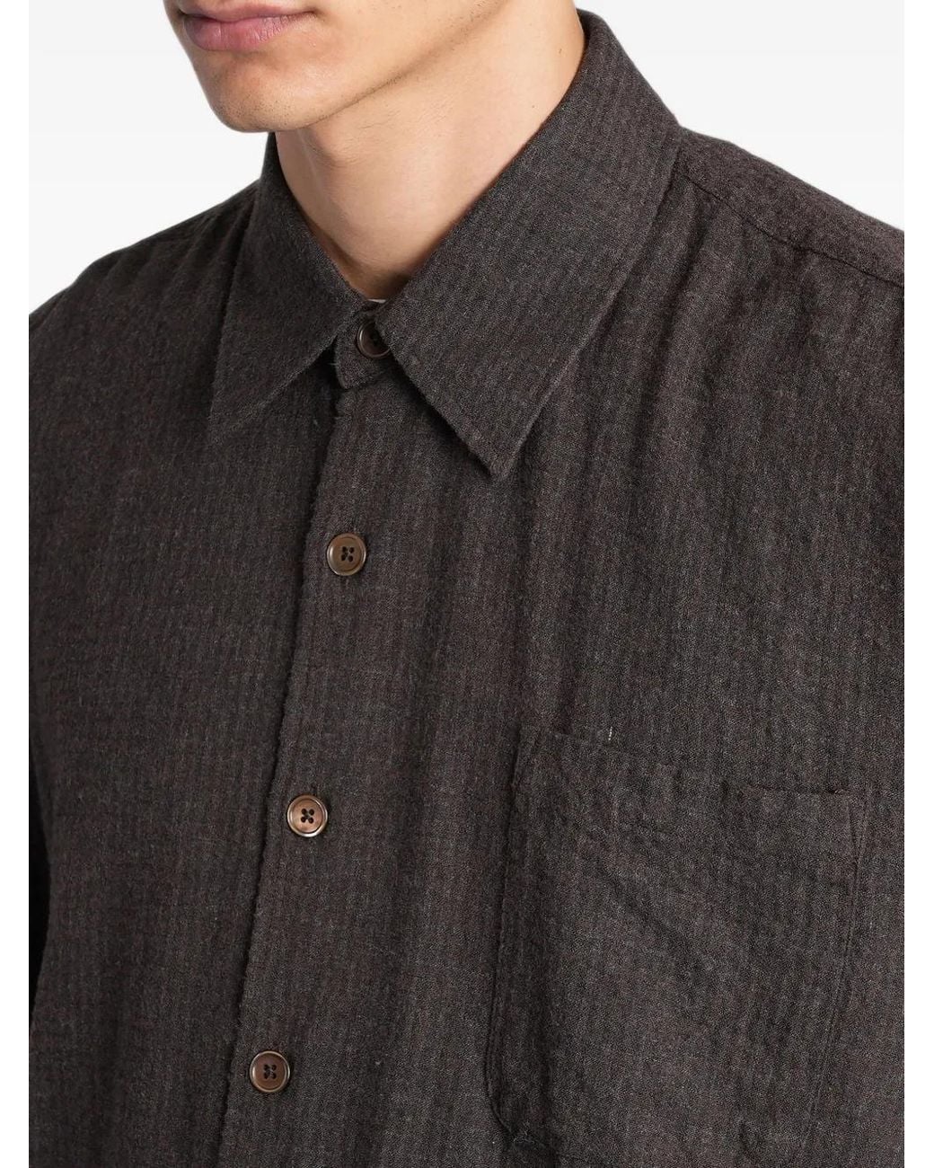 Our Legacy Black Borrowed Shirt Truffle Check Grid Cloth for men