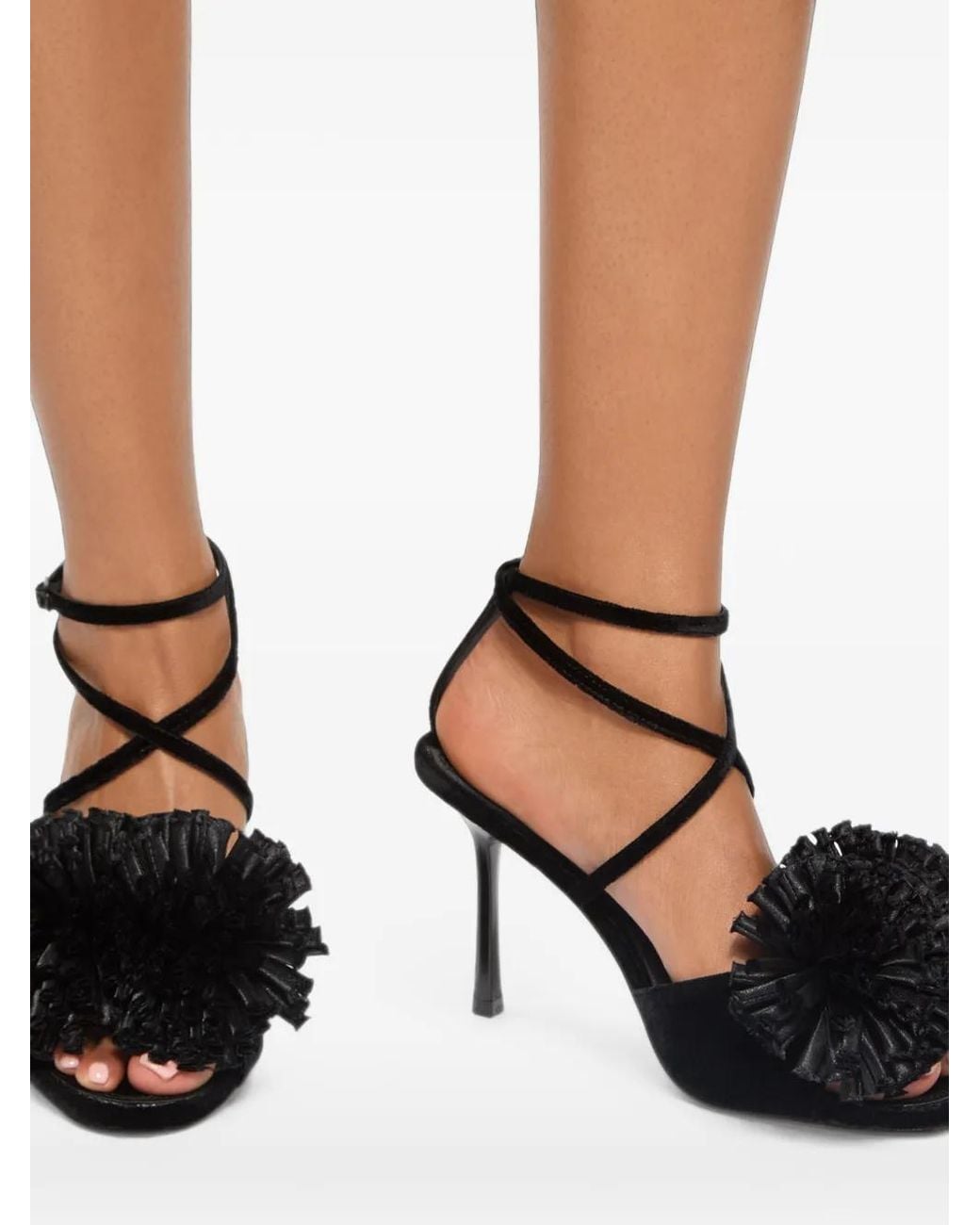 Kurt Geiger Black Pom Heel Sandals