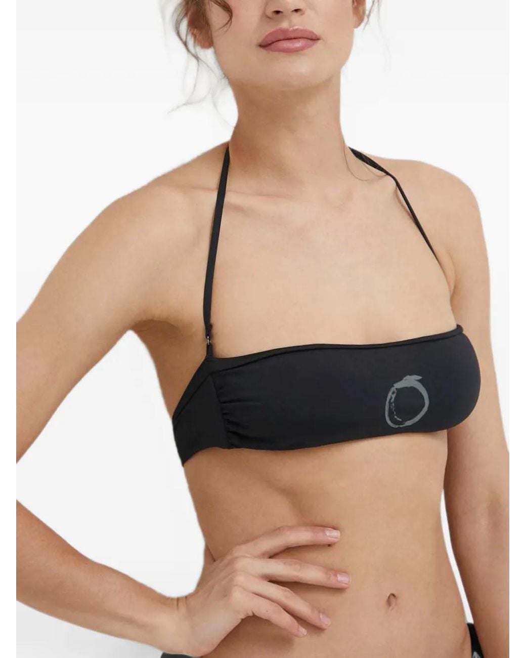 Trussardi Natural Logo-Print Bandeau Bikini