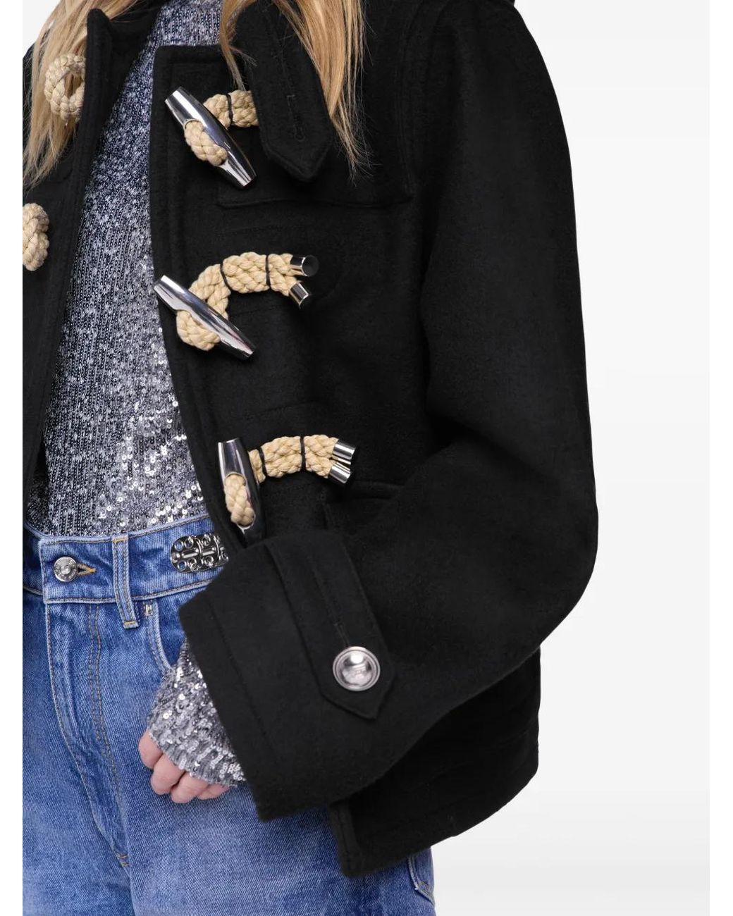 Rabanne Black Toggle-Fastening Hooded Jacket