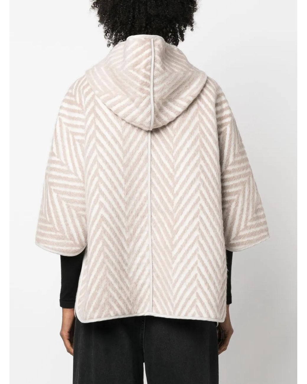 Peserico Natural Herringbone Hooded Cape