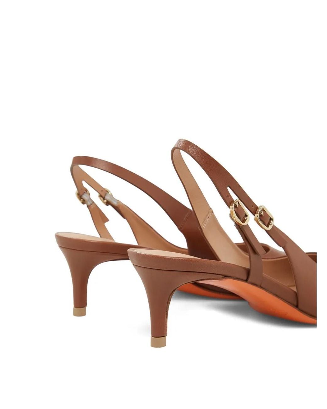 Santoni Brown Audrey Pointed-Toe Slingback Pumps