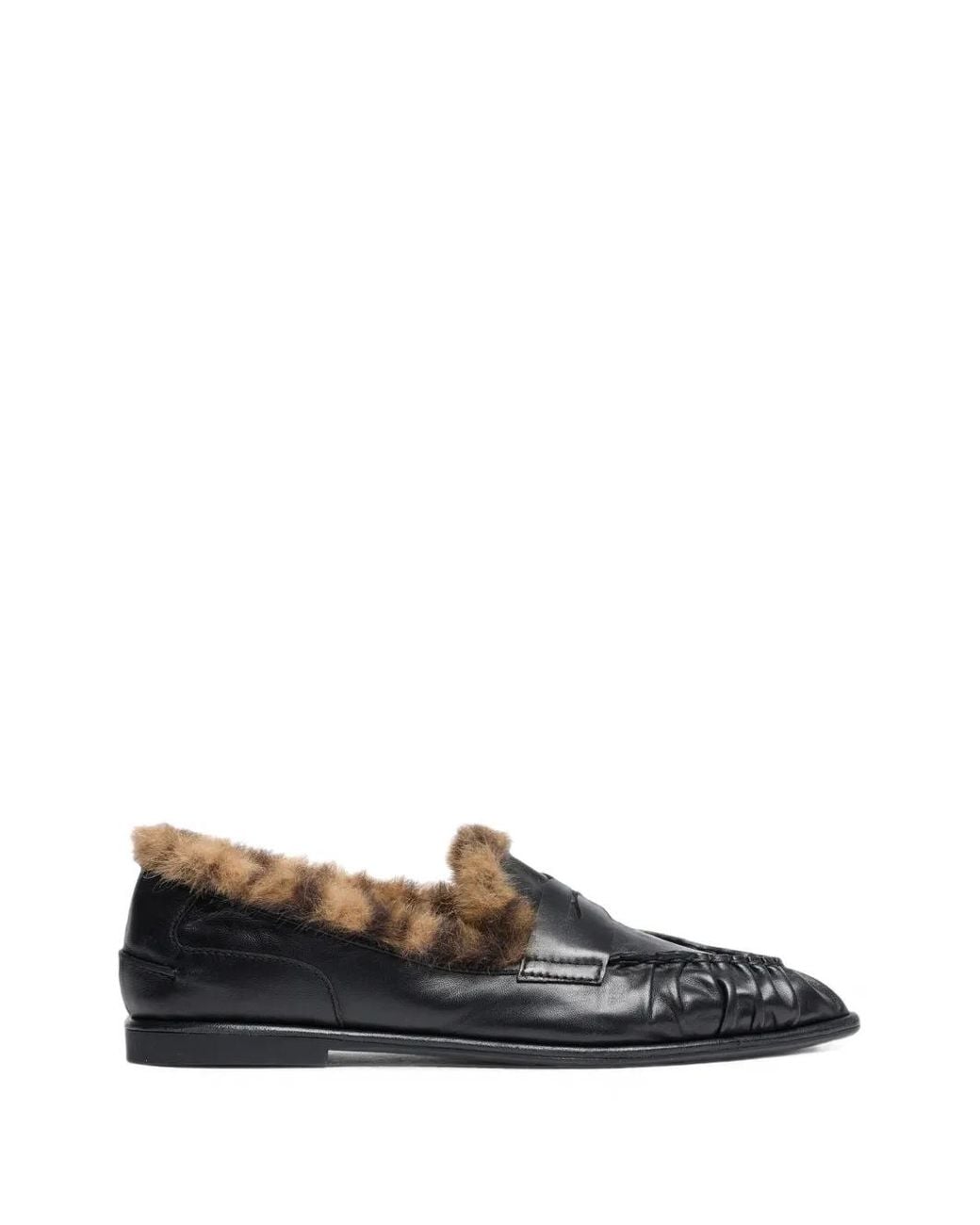 Ash White Babe Bis Fur-Trimmed Ruched-Detail Loafers