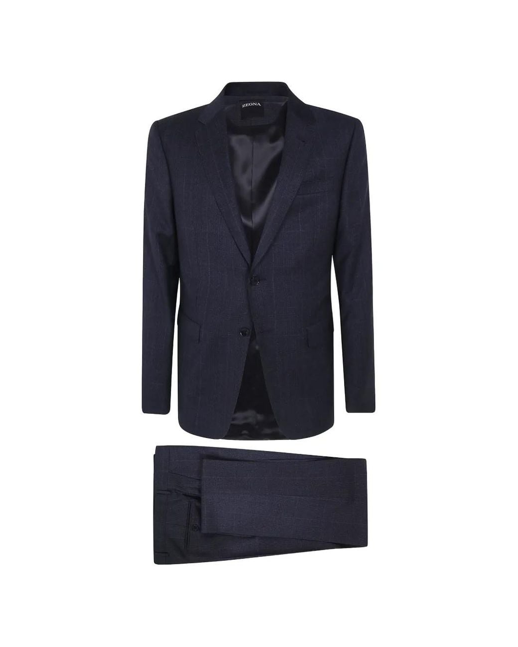 Zegna Blue Check-Pattern Wool Suit for men