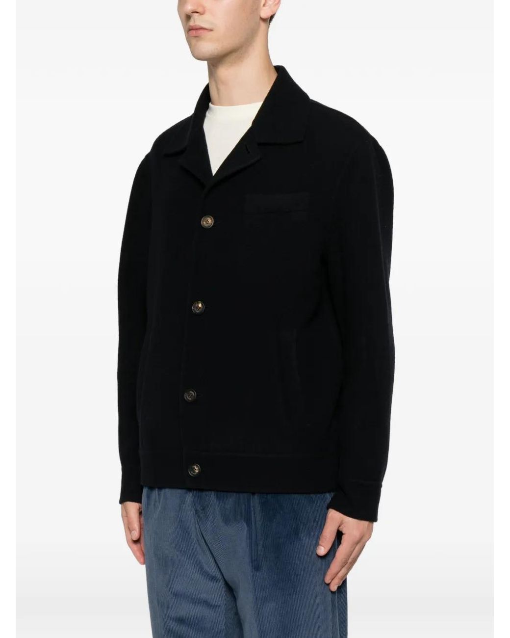 Eleventy Black Button-Up Jacket for men