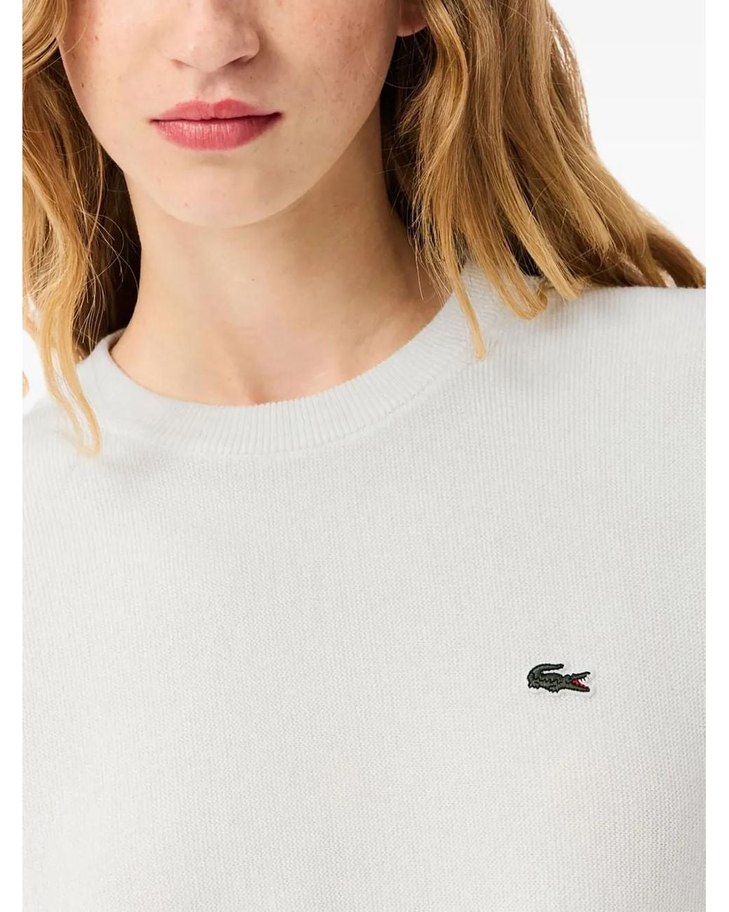 Lacoste White Logo-Patch Sweater