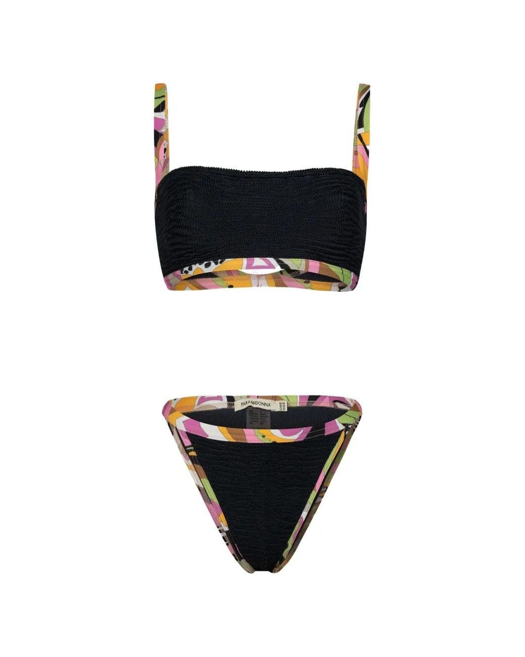Paramidonna Black Ava Printed Crinkled Bikini