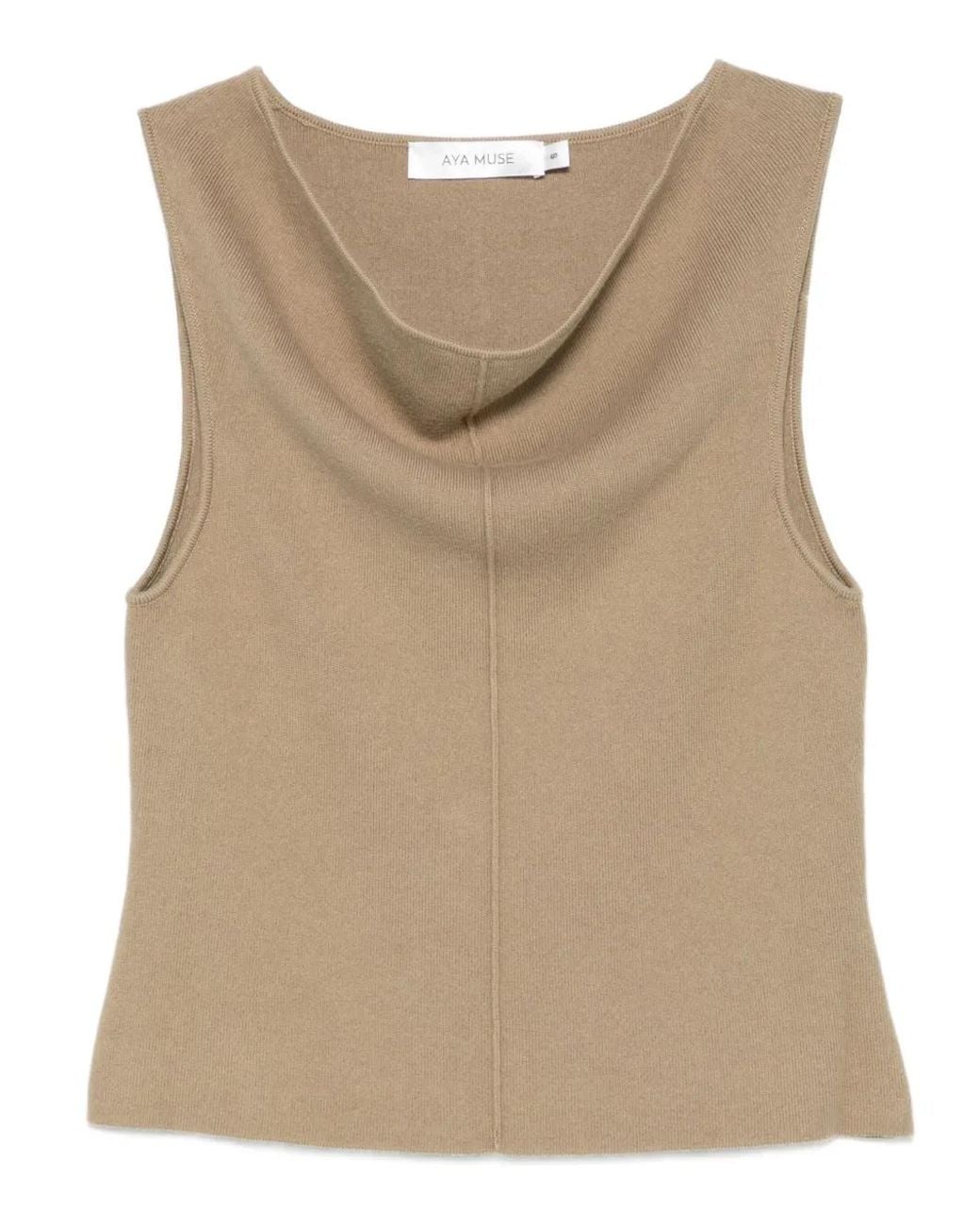 AYA MUSE Natural Cowl-Neck Tank Top