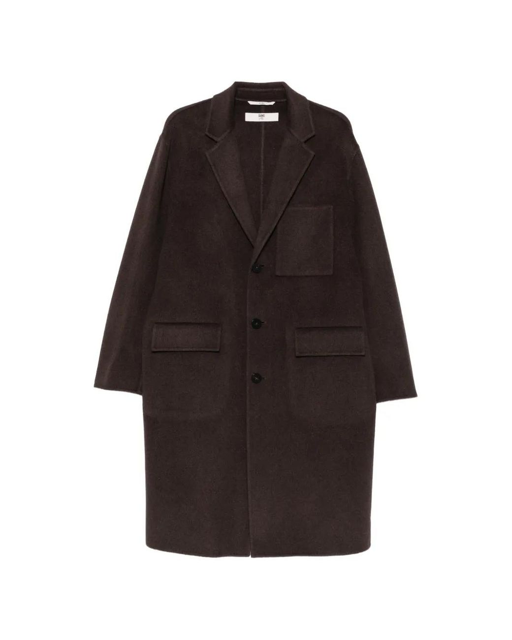 DUNO Brown Single-Breasted Wool Coat for men
